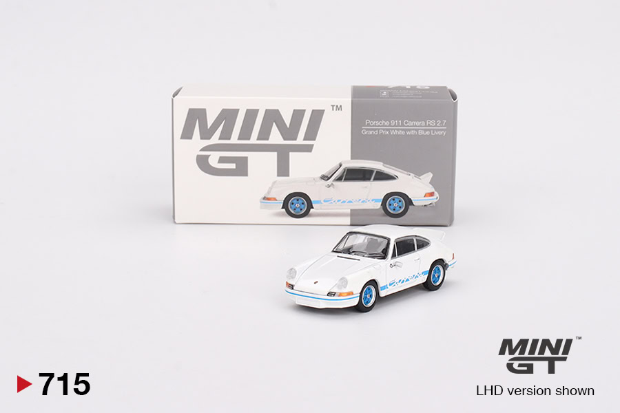 1:64 Porsche 911 Carrera RS 2.7 Grand Prix White with Blue Livery - obrazek 2
