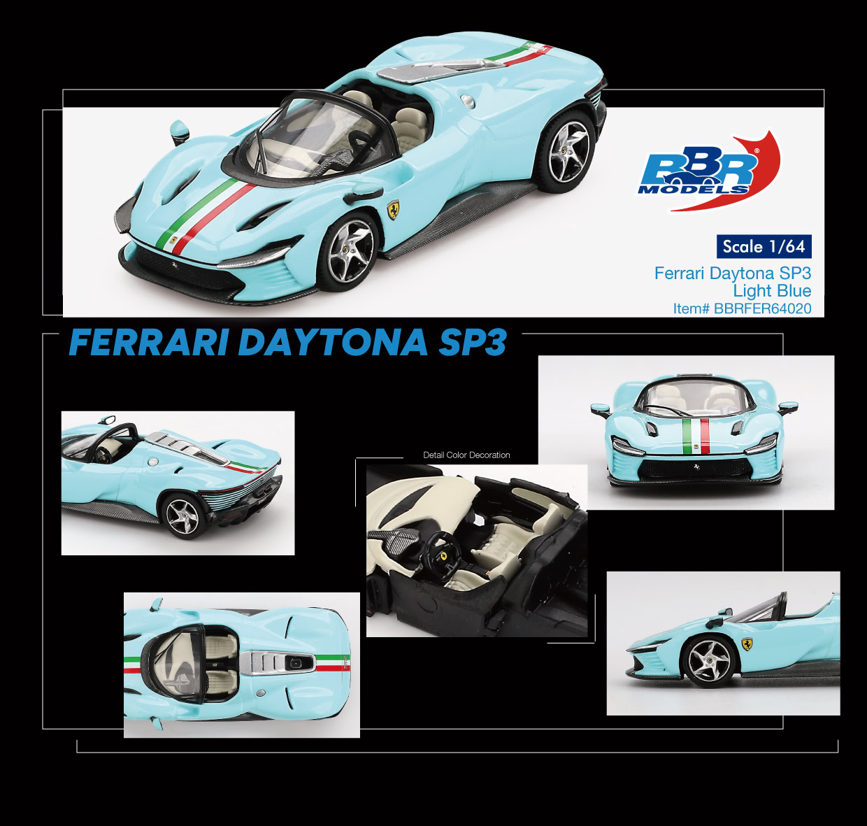 1:64 Ferrari Daytona SP3 Light Blue - obrazek 2