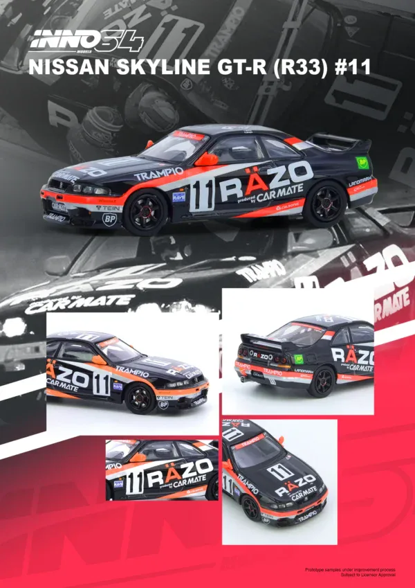 1:64 Nissan Skyline GT-R (R33) #11 “Razo Trampio” Sendan Highland 1995 Winner