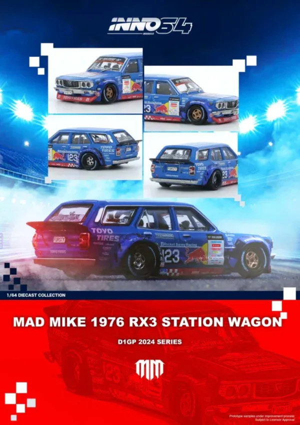 1:64 Mazda RX3 MAD MIKE 1976 Station Wagon D1GP 2024 Series