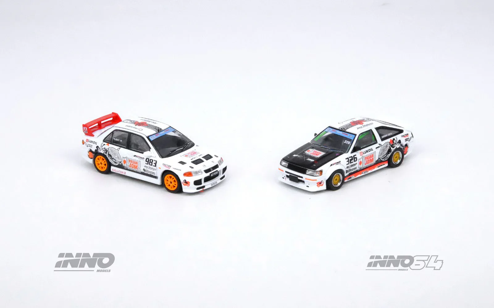 1:64 Toyota Corolla AE86 Levin & Lancer Evolution III TRACKERZ RACING Box Set