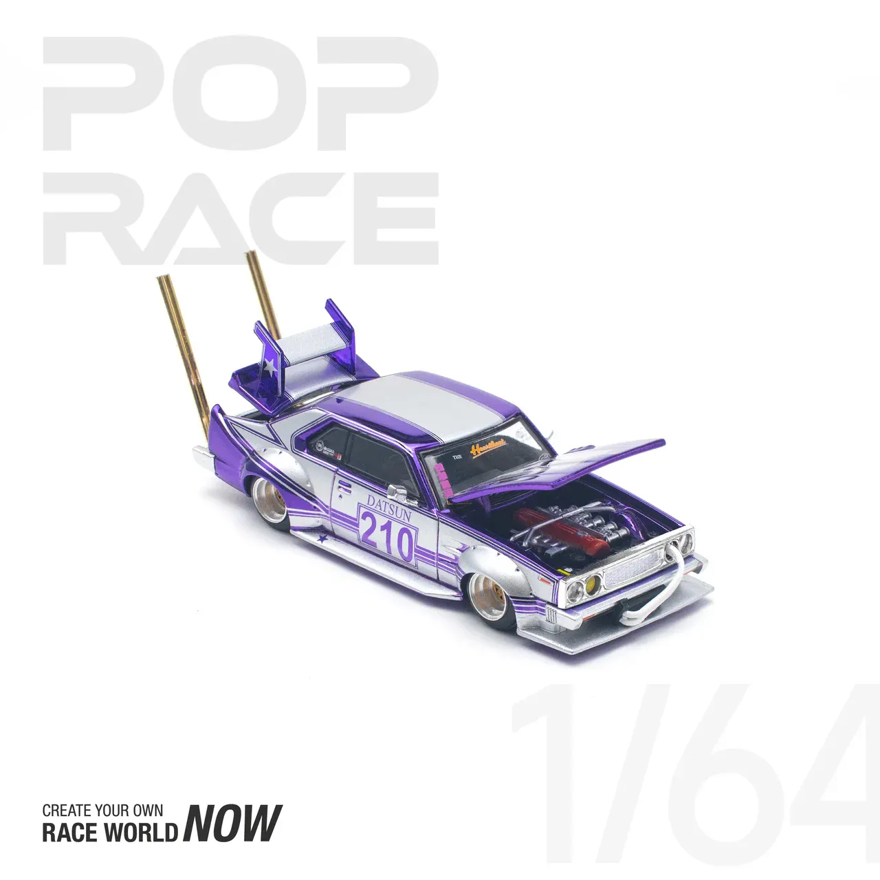1:64 Nissan Skyline C210 Kaido Racer Bosozoku Style Purple - obrazek 2