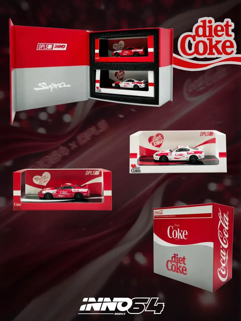 1:64 Toyota Supra A80 Coca Cola Limited Box Set - obrazek 2