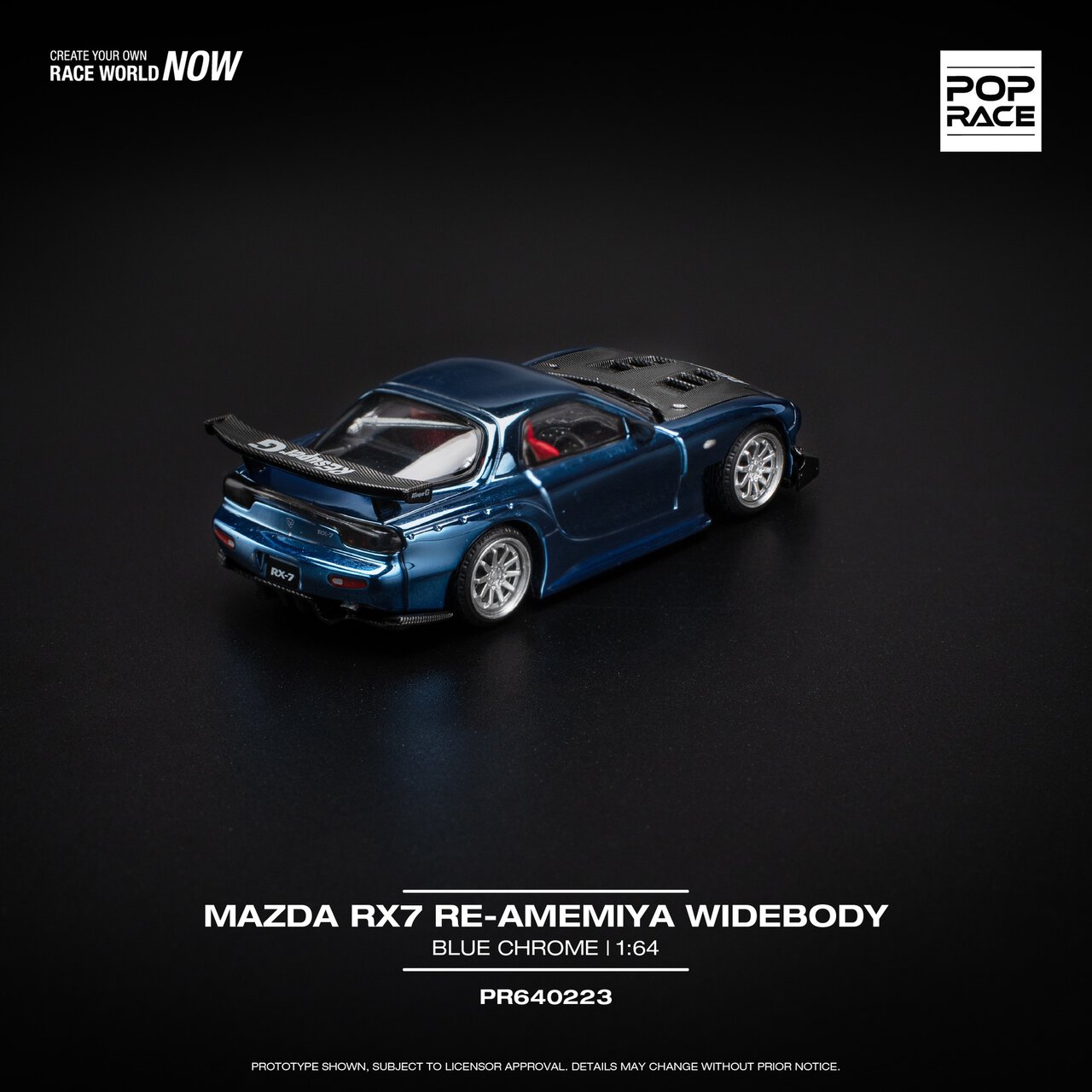 1:64 Mazda RX7 RE-AMEMIYA Widebody Blue Chrome - obrazek 13