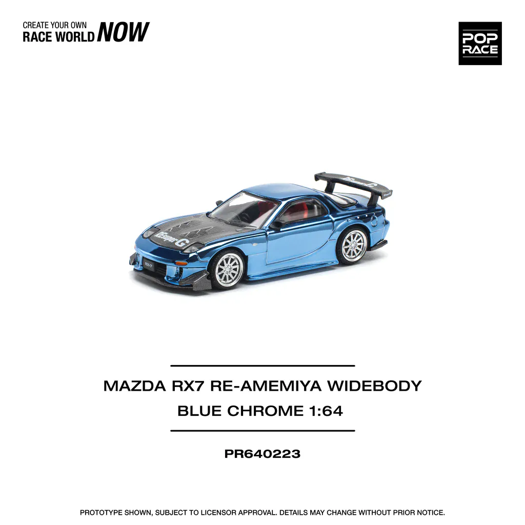 1:64 Mazda RX7 RE-AMEMIYA Widebody Blue Chrome - obrazek 5