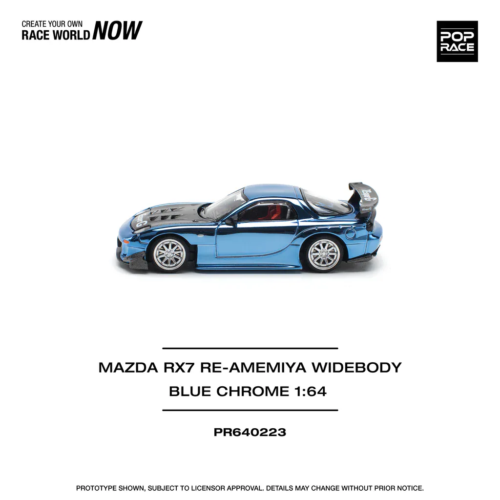 1:64 Mazda RX7 RE-AMEMIYA Widebody Blue Chrome - obrazek 4