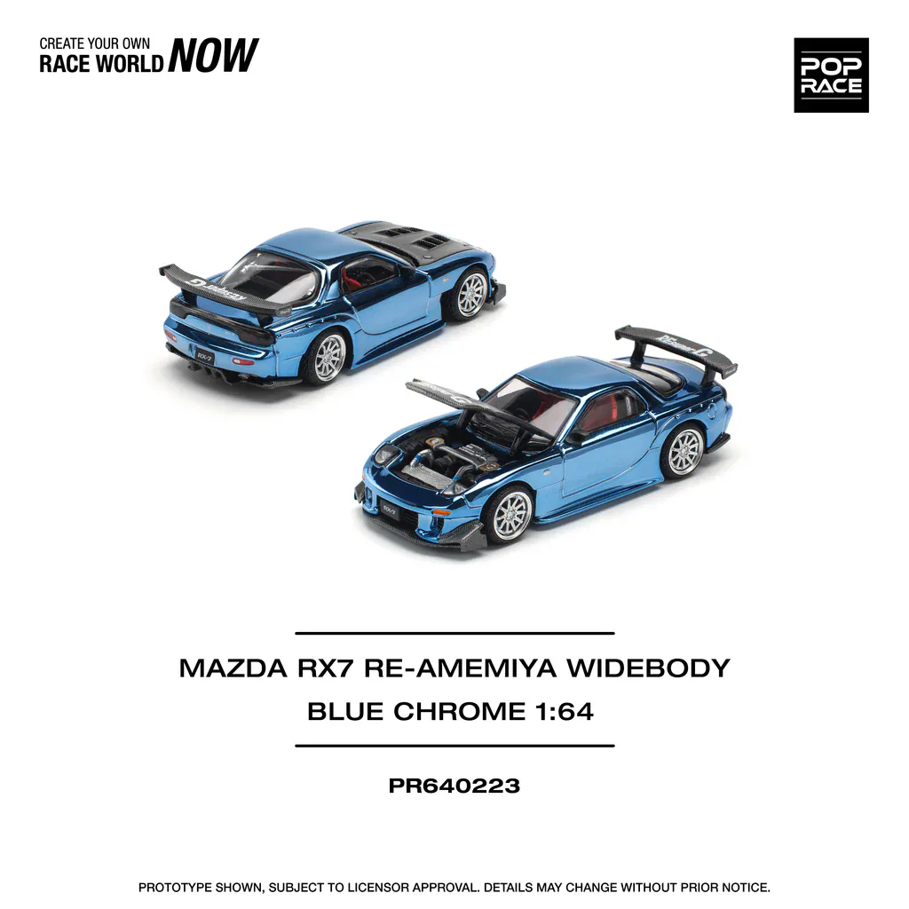 1:64 Mazda RX7 RE-AMEMIYA Widebody Blue Chrome - obrazek 10