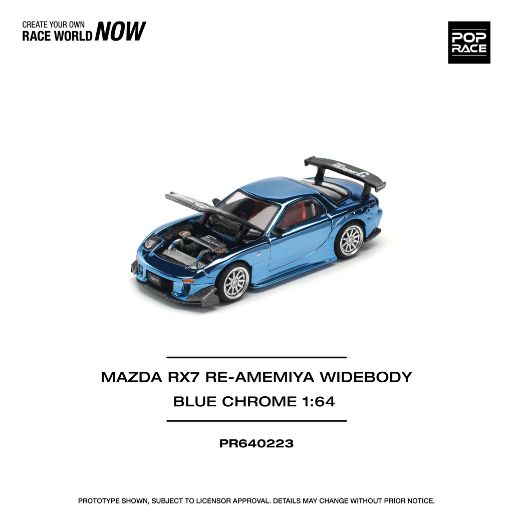 1:64 Mazda RX7 RE-AMEMIYA Widebody Blue Chrome - obrazek 2