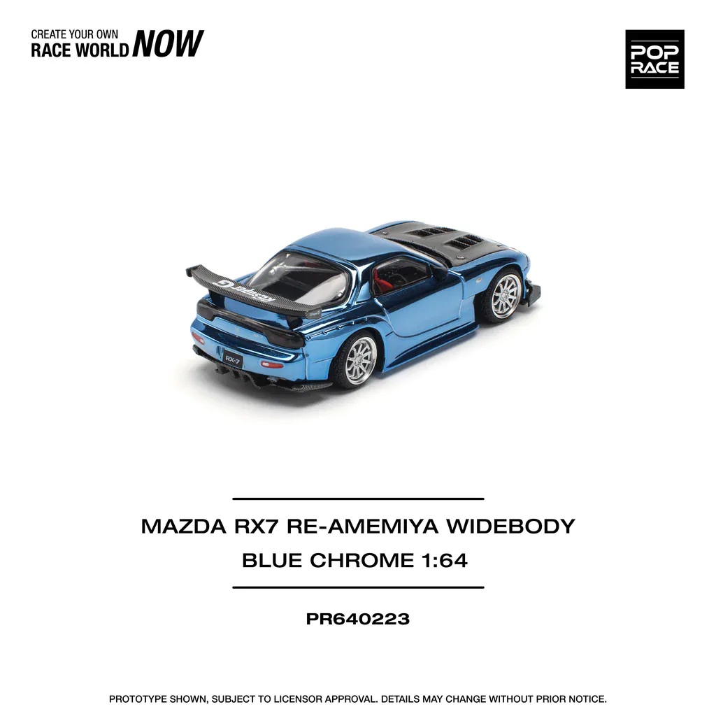 1:64 Mazda RX7 RE-AMEMIYA Widebody Blue Chrome - obrazek 8