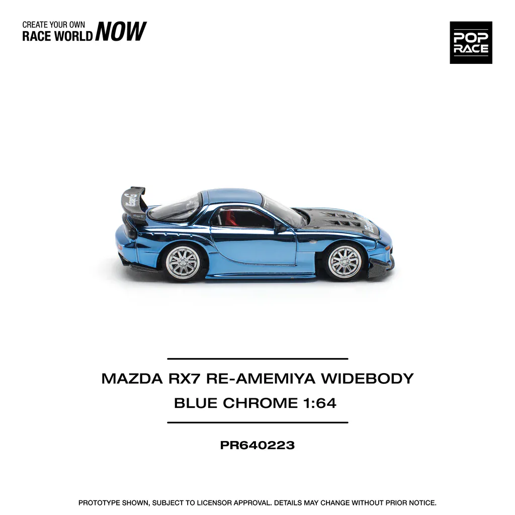 1:64 Mazda RX7 RE-AMEMIYA Widebody Blue Chrome - obrazek 7