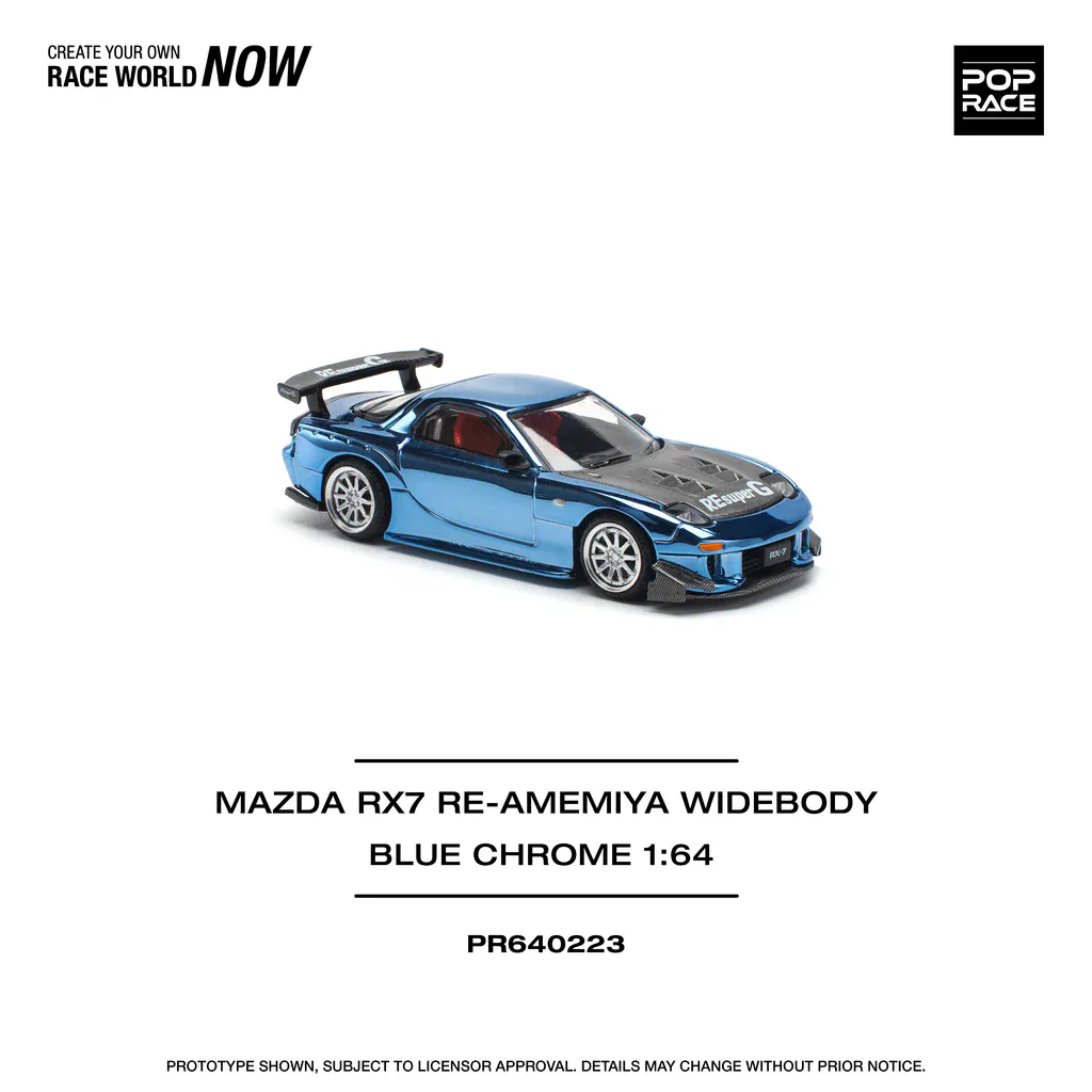 1:64 Mazda RX7 RE-AMEMIYA Widebody Blue Chrome - obrazek 6
