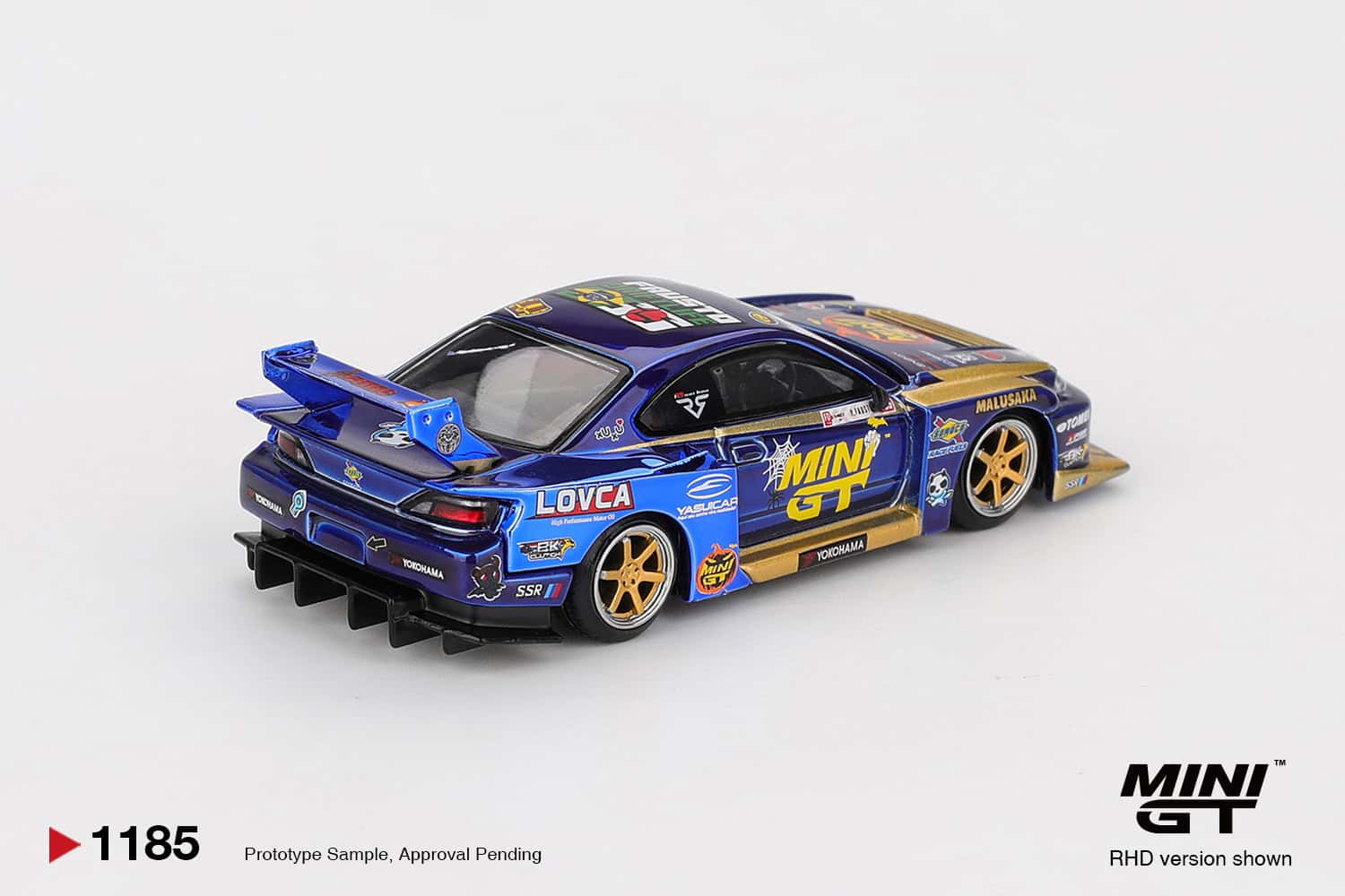 Mini64 diecast Nissan Silvia S15 tuner car model with Liberty Walk livery.