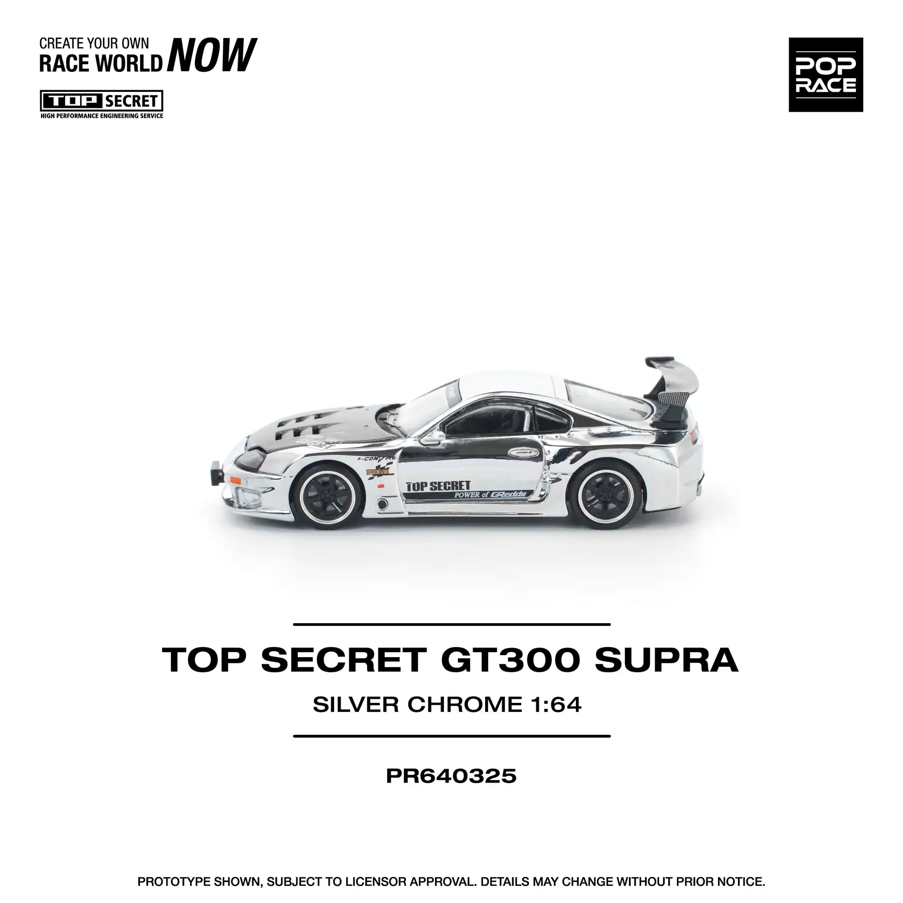 1:64 Top Secret GT300 Supra Silver Chrome - obrazek 6