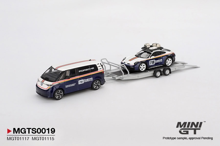 1:64 Porsche 911 Dakar #718 Volkswagen ID. Buzz Porsche Centrum Gelderland Roughroads Set