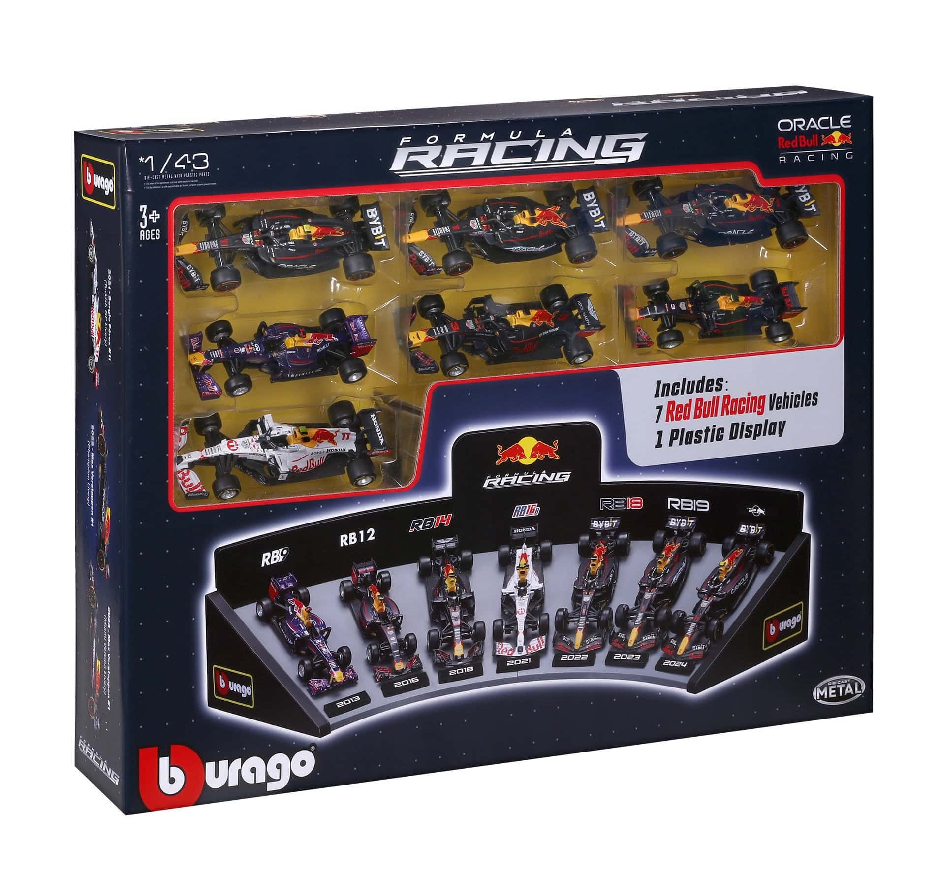 1:43 Red Bull Racing Set 7 Models Oracle Cars 2013-2023 BBurago Scale 1/43 And Display
