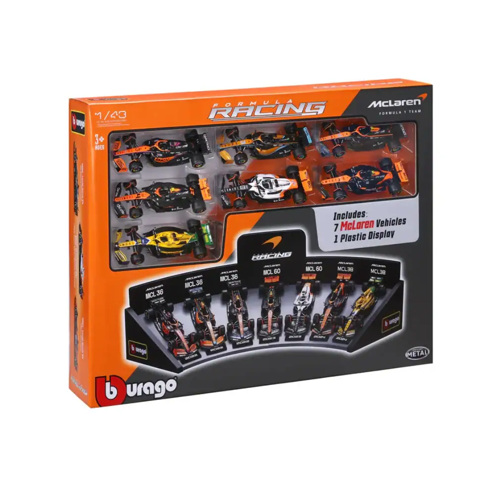 1:43 McLaren Racing Set 7 Models Cars 2022-2024 BBurago Scale 1/43 And Display