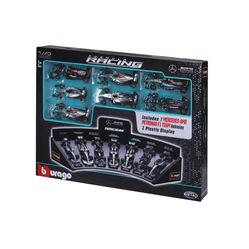 1:43 Mercedes Racing Set 7 Models AMG Cars 2016-2024 BBurago Scale 1/43 And Display