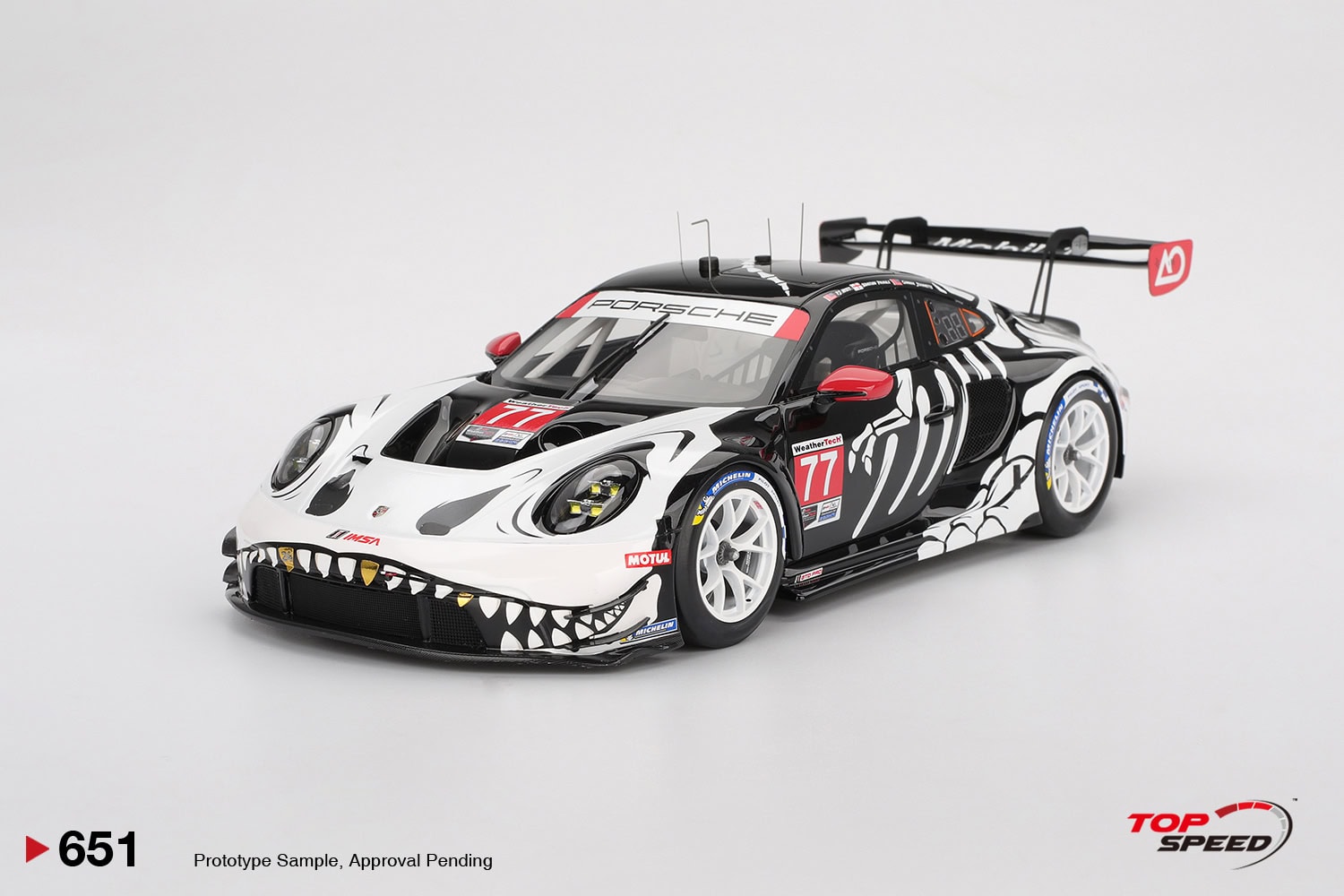 1:18 Porsche 911 GT3 R #77 2025 IMSA Petit Le Mans AO RACING Skeleton