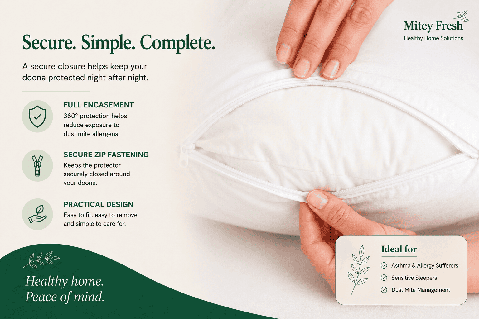 AllerProtect Dust Mite Doona Protector fitted to a doona / quilt in a healthy bedroom