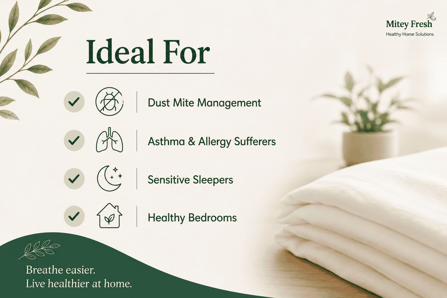 Ideal for dust mite management asthma allergy sufferers sensitive sleepers and healthy bedrooms