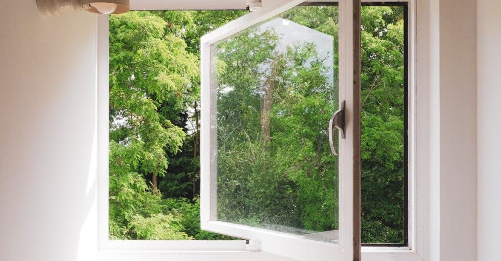 Airflow movement through a home showing fresh air entering and stale air leaving