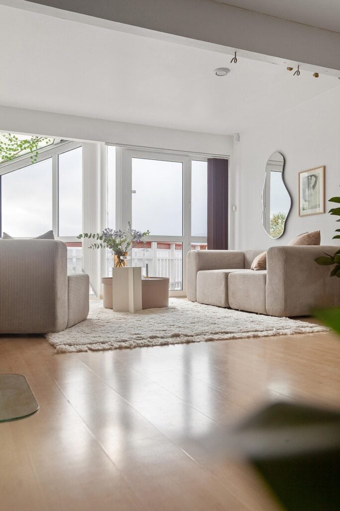 Bright living room showing clean indoor air and improved ventilation for healthier air quality