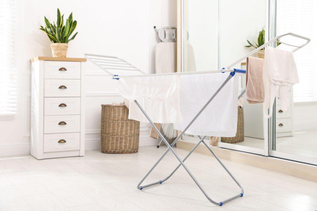 Laundry or bathroom space supported to feel dry and balanced after moisture