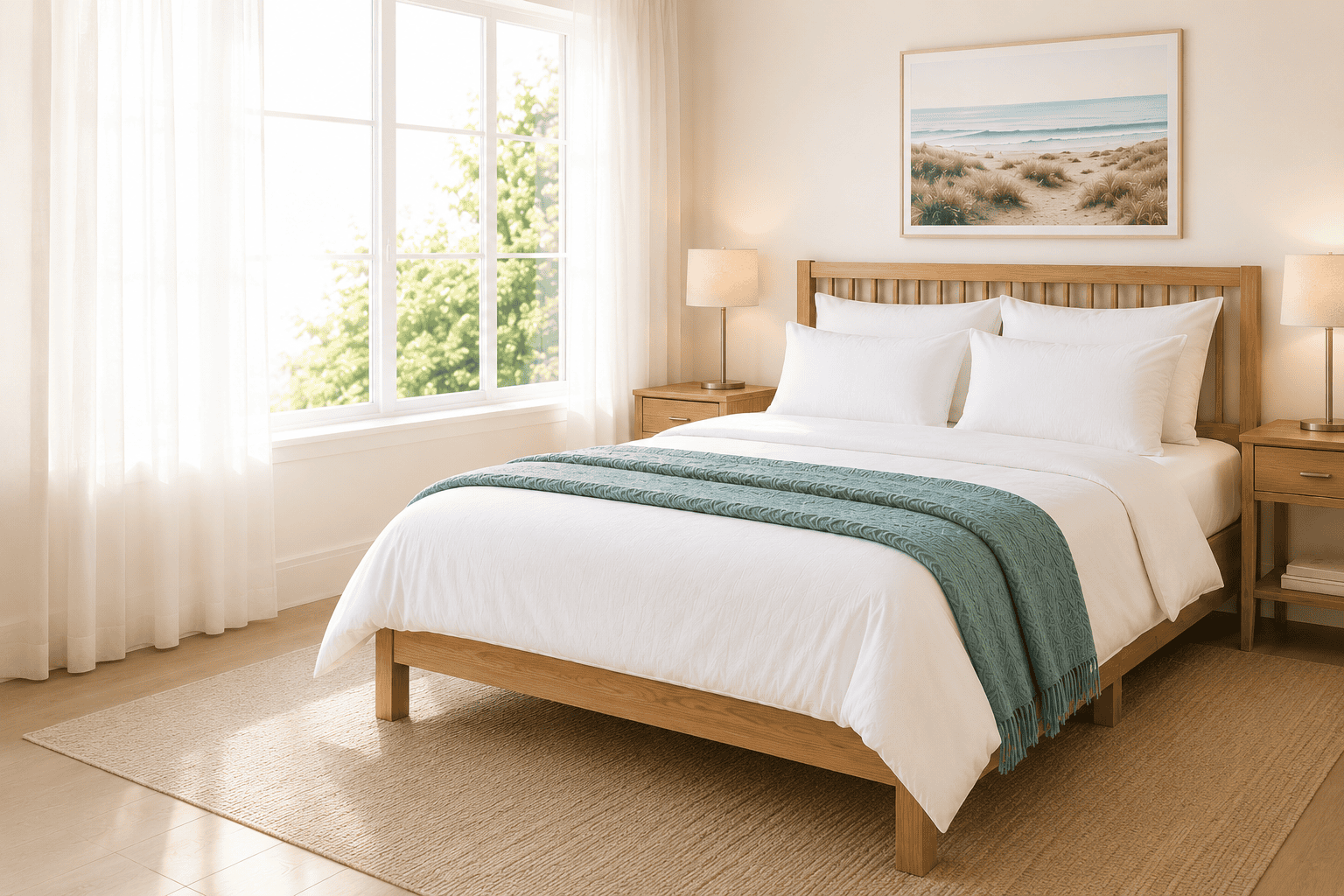 Healthy bedroom featuring an AllerProtect mattress protector beneath everyday bedding