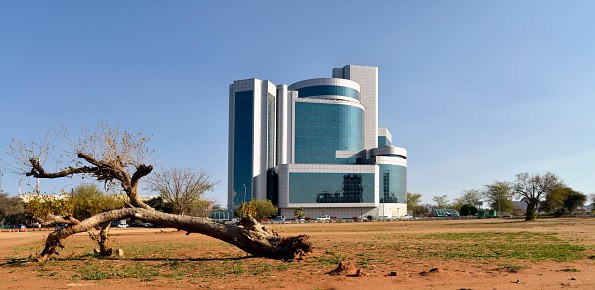 Gabarone skyline building. Botswana Africa.