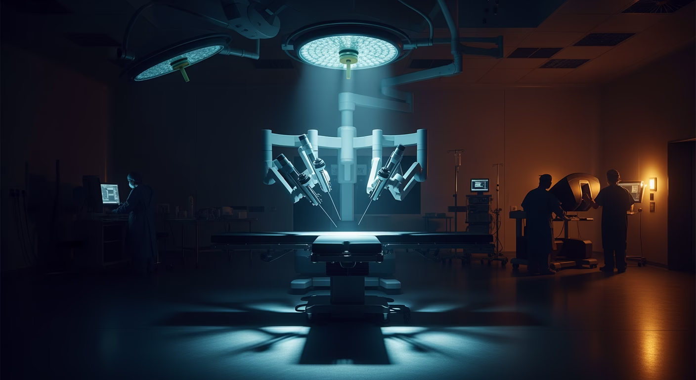 ISRG stock analysis surgical robotics system in a hospital operating room
