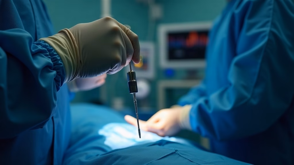 Johnson & Johnson stock analysis: cardiology catheterization lab during an electrophysiology procedure, gloved hands advancing a thin…