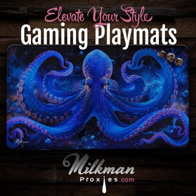 The cosmic octopus in deep space  - mtg blue playmat