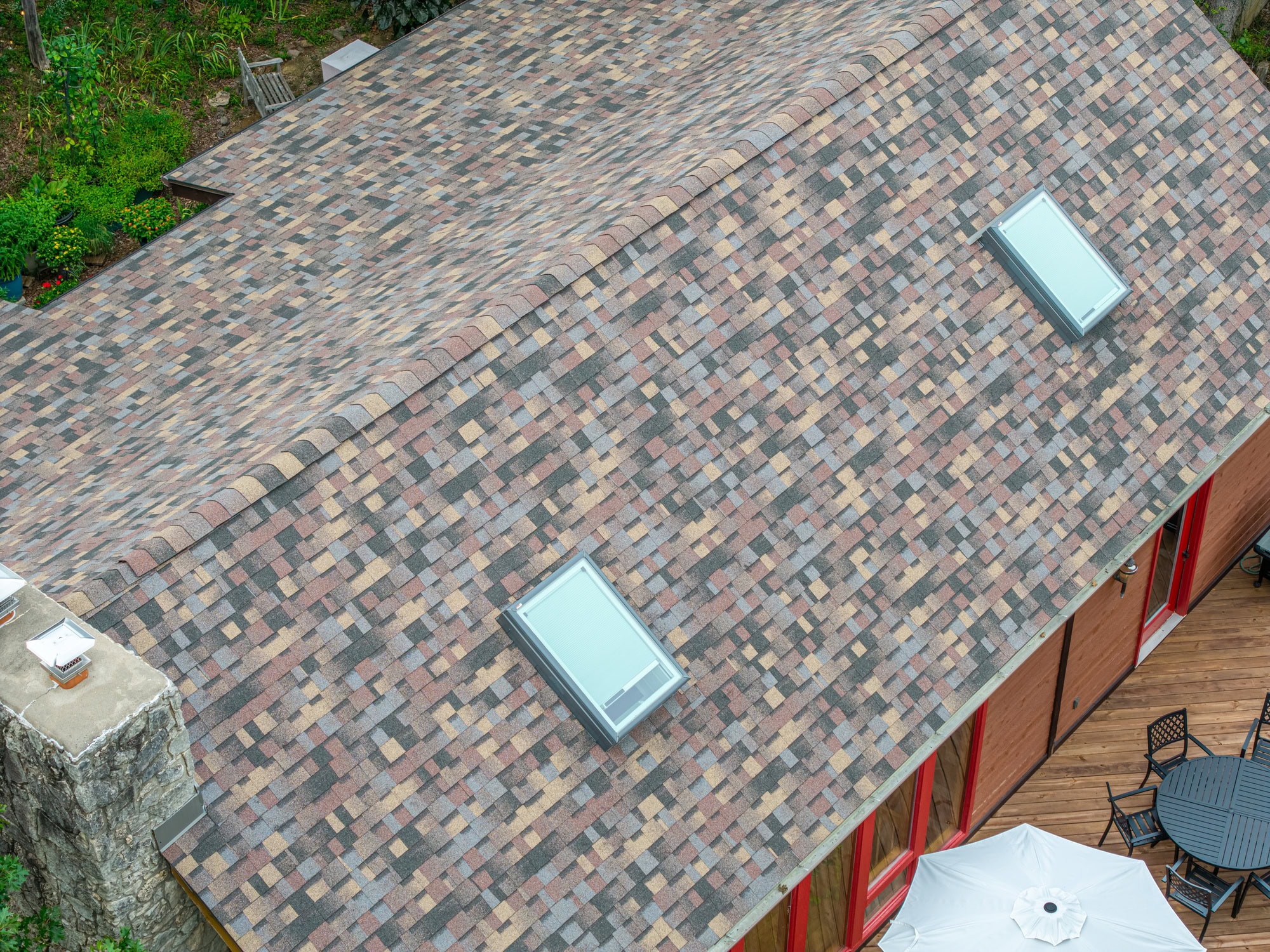 New asphalt shingle roof with skylights in Camdenton, MO.