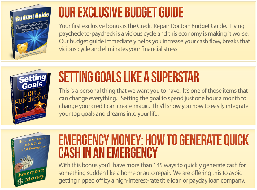 credit repair doctor bonus items