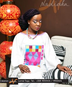 Robe en bazin blanc – Image 3