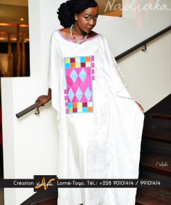Alternative view of Robe en bazin blanc