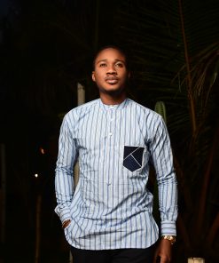 Chemise brodée à rayures
