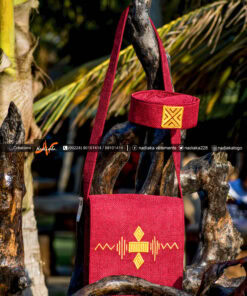 sac bandoulière brodé "Apo'Mi" Rouge bordeaux