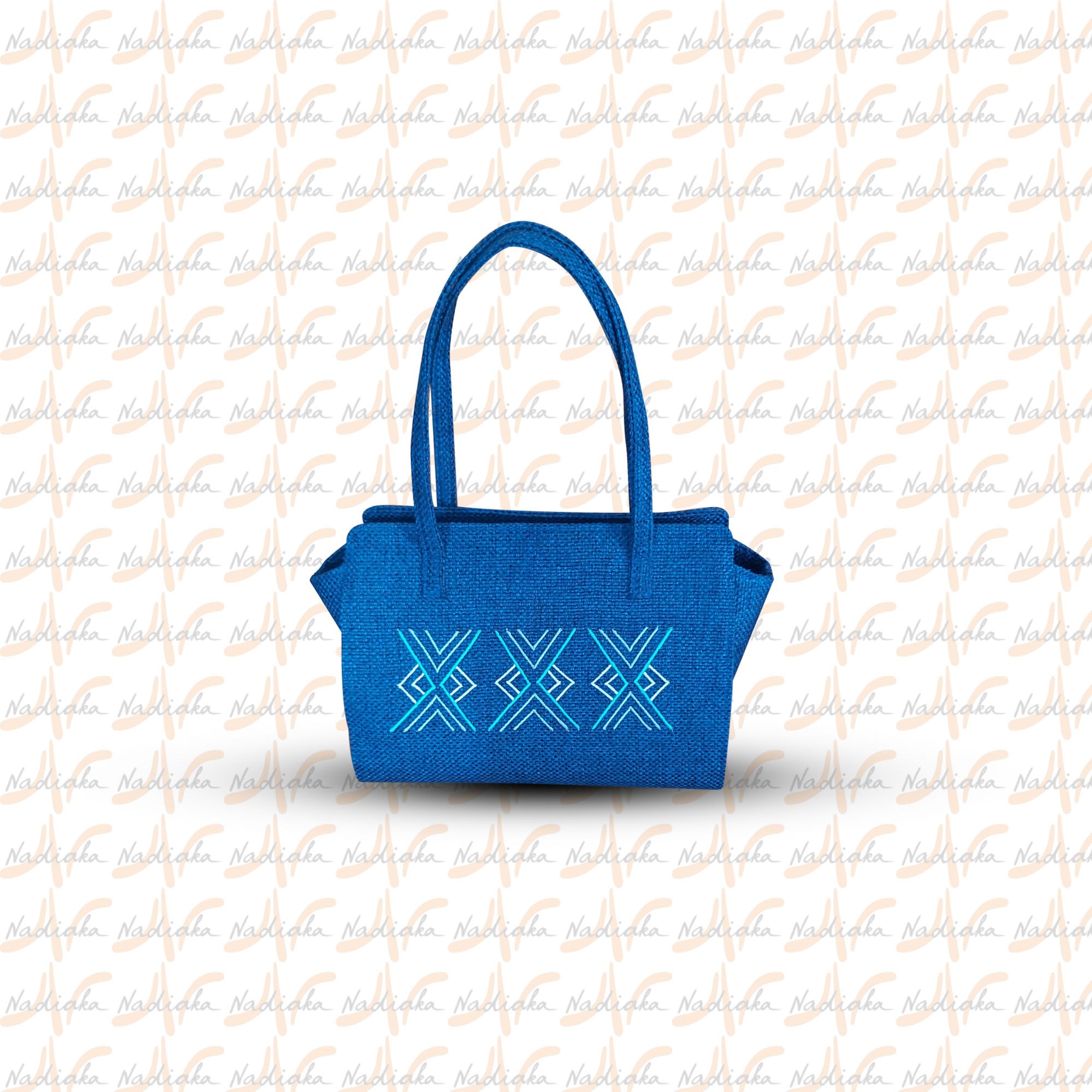 Sac à main brodé “Apo’Mi” couleur bleu