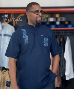 Chemise en lin manches courtes brodée
