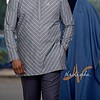 Ensemble tunique manches longues et pantalon en lin de couleur grise