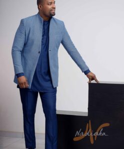 Ensemble goodluck bleu marine , manches longues avec veste en tissu lokpo col monté