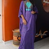 Long boubou brodé teinture à jet de couleur violette