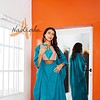 Long boubou brodé teinture à jet de couleur vert turquois
