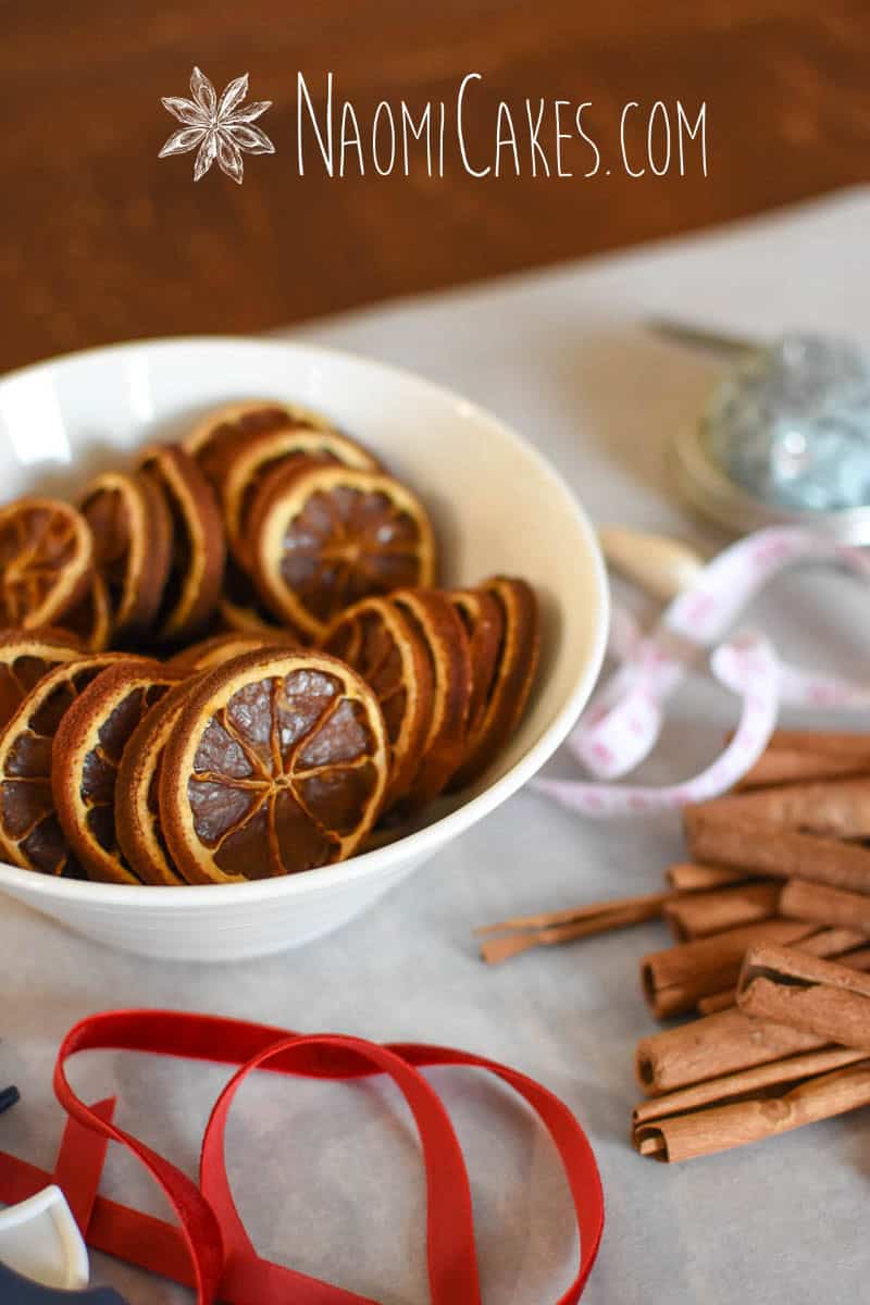 Natural Christmas ornaments made with dried oranges