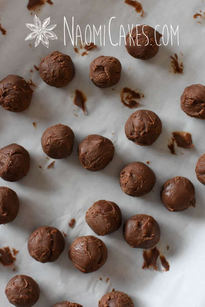 milk chocolate ganache shaped into balls