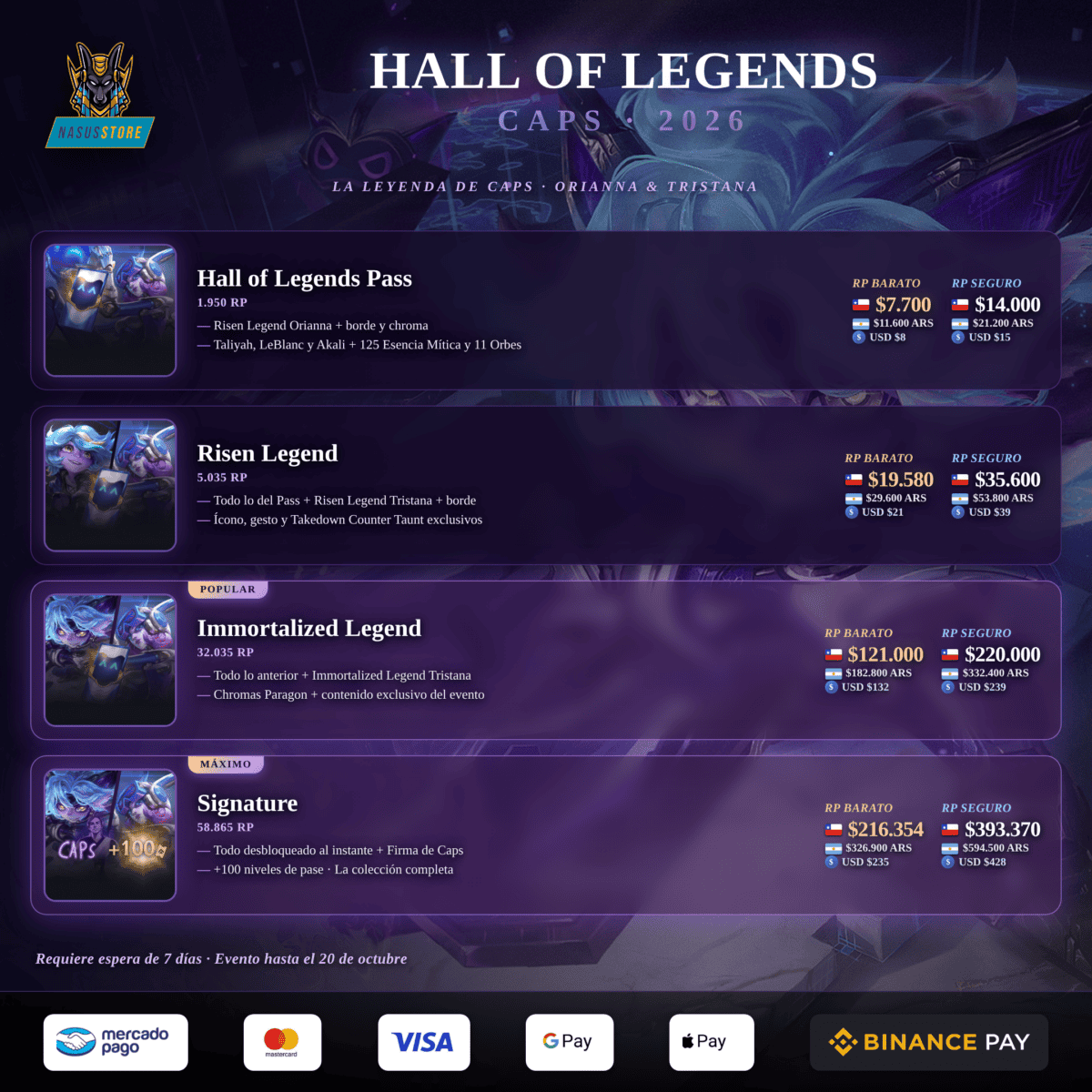 Pase - HALL OF LEGENDS: CAPS
