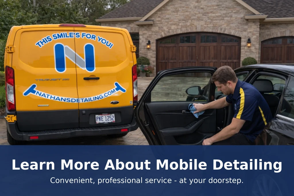 Mobile car interior detailing in a customer's driveway in Cleveland