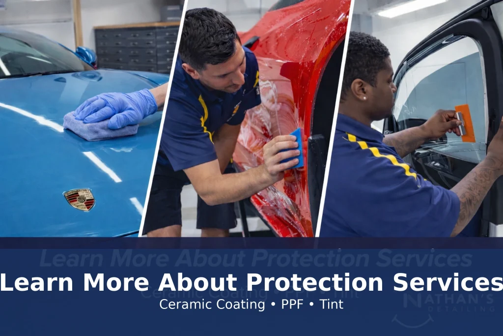 Ceramic coating, PPF and window tint services at Nathan's Bedford studio
