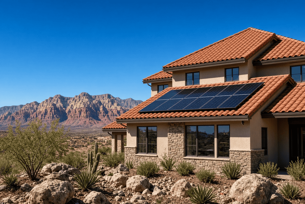 The featured image for the article Best Solar Panels for Las Vegas Roofs 2026.